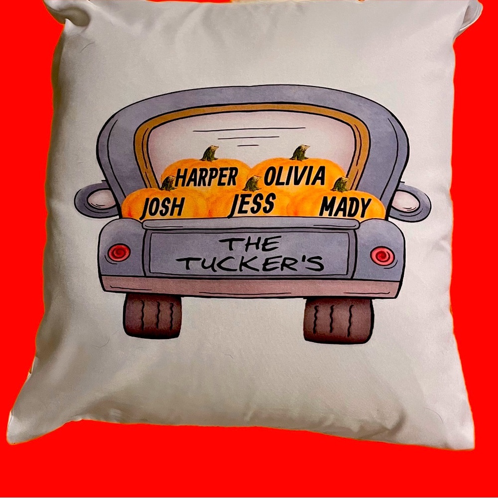 Custom pumpkin truck pillow fall